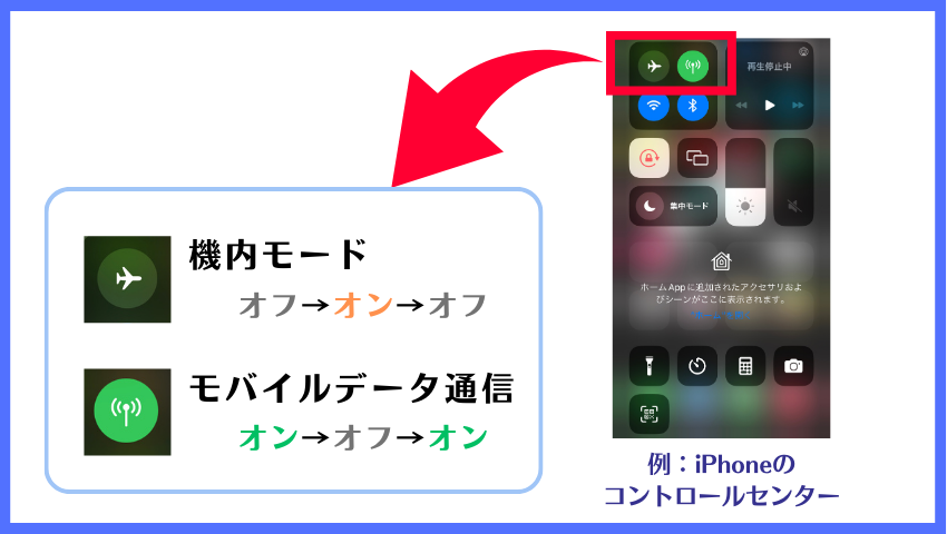 機内モード・モバイルデータ通信の切り替え（iPhone）