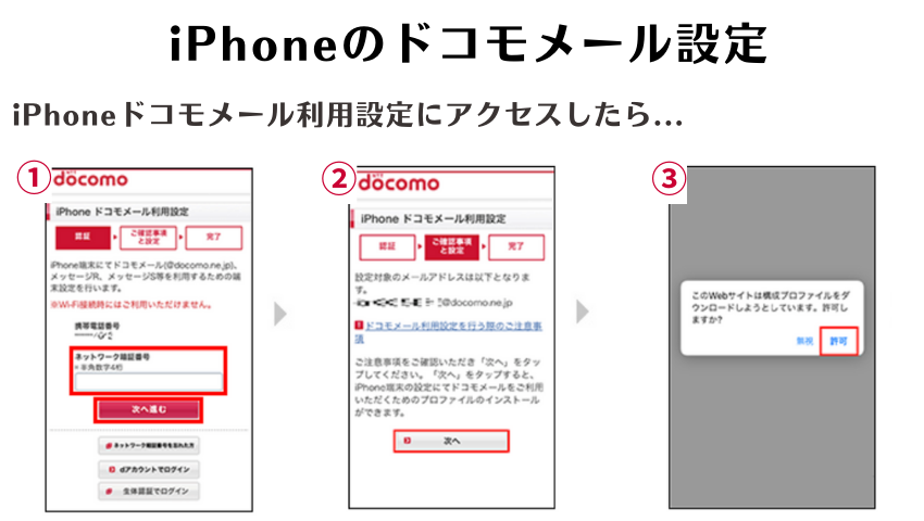 iPhoneのドコモメール設定