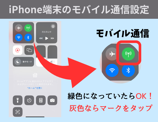 iPhone端末のモバイル通信設定