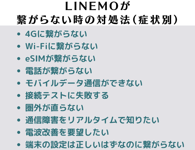 LINEMOが繋がらない時の症状別対処法