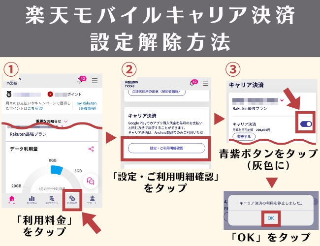 キャリア決済解除方法