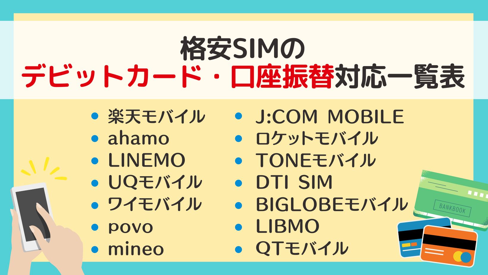 格安SIMデビッドカード口座振替一覧