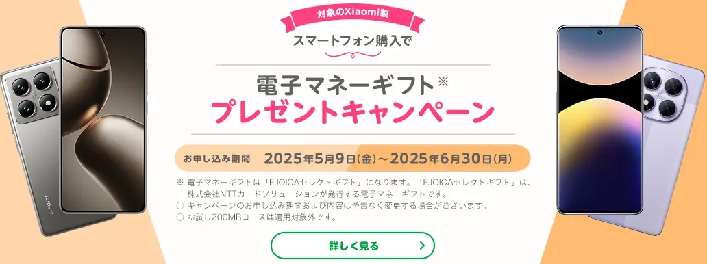 Xiaomi購入で電子マネーギフトプレゼントキャンペーン