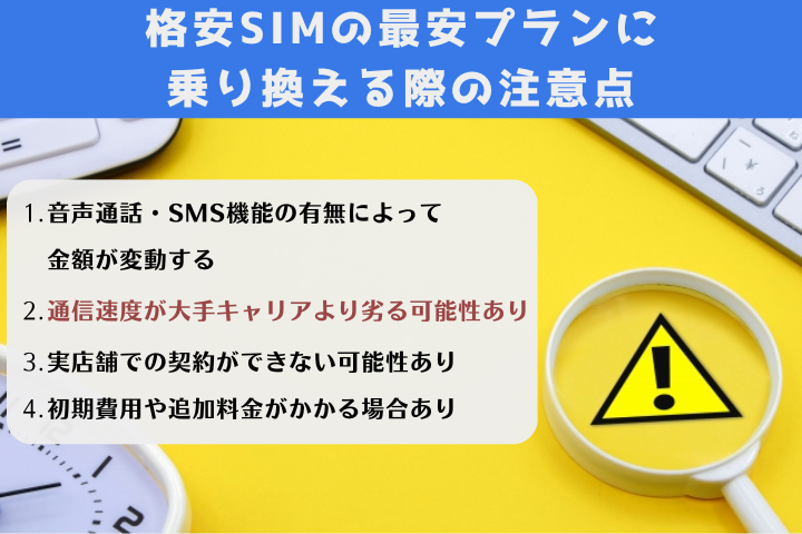 最安格安SIMの注意点
