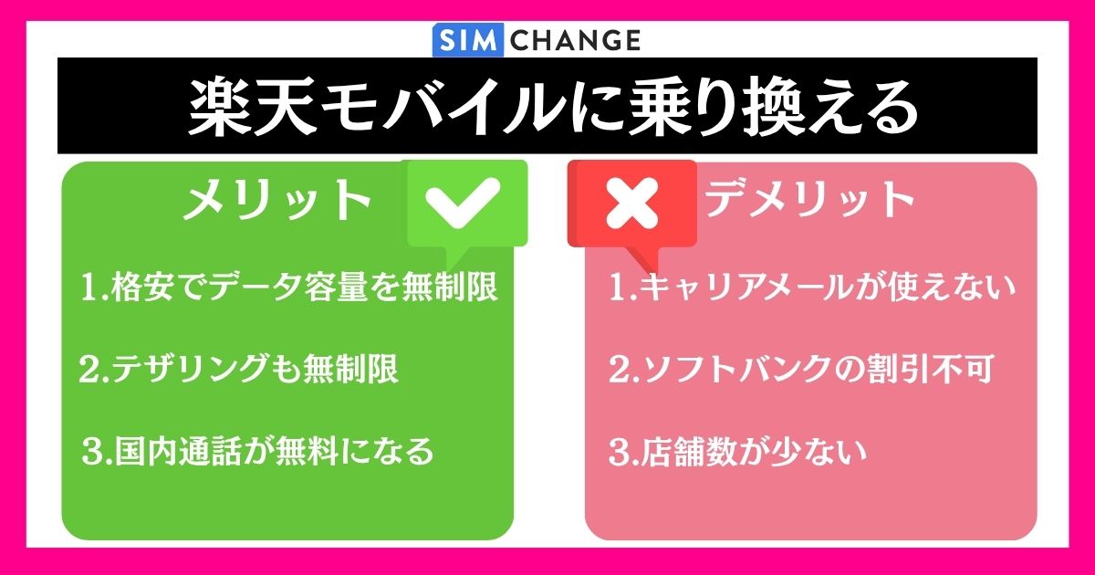 ソフトバンクから楽天モバイルに乗り換えるメリット・デメリット