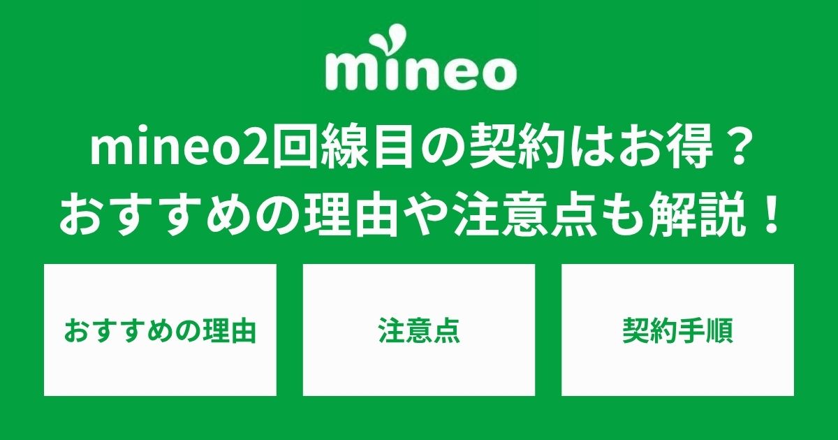 mineoの2回線目の契約はお得？おすすめの理由と注意点まで徹底